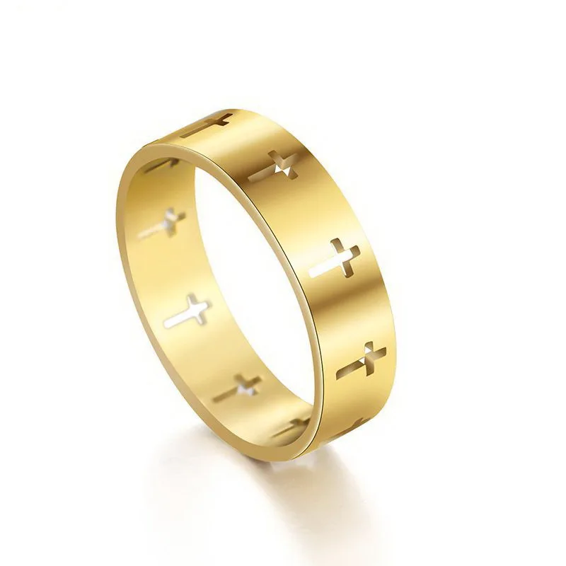 

Gold Cross Rings Fashion Jewelry Stainless Steel Rings Women