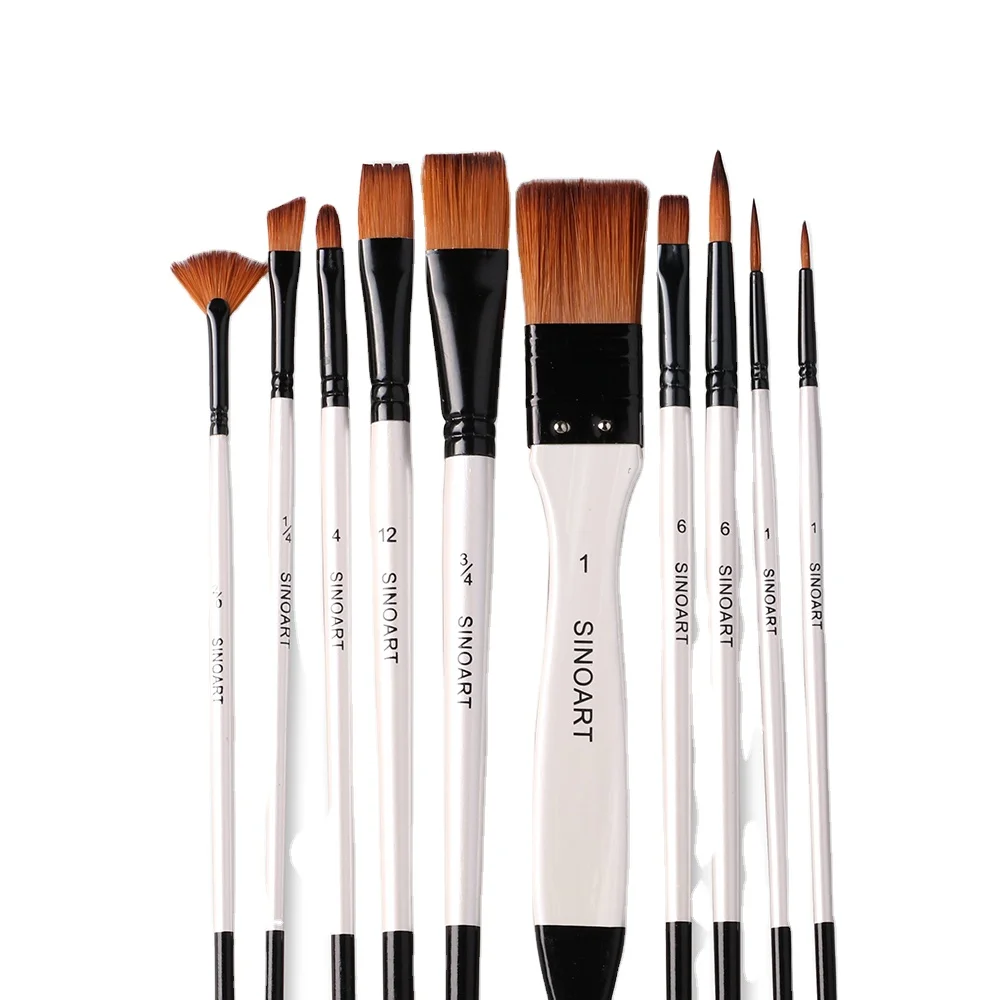 
Professional High Quality White Watercolor Artist Nylon Synthetic Paint Brush Set 