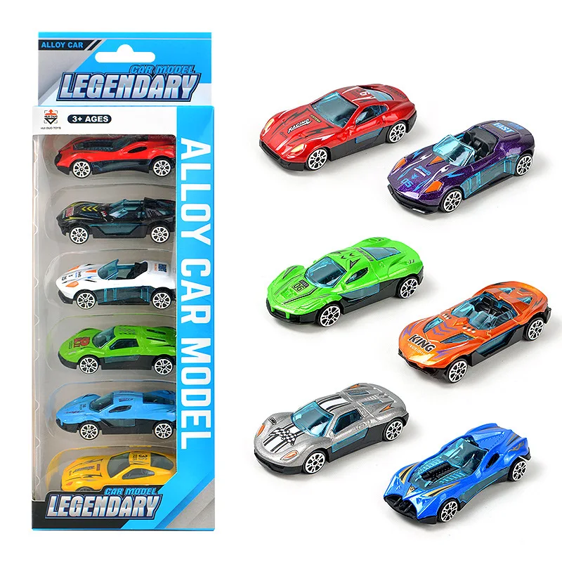 

OEM 1:64 Racing car 6pcs in 1 set Alloy Car Small Mini Model Wheels Pull Back Diecast Car Toy Vehicles For Kids