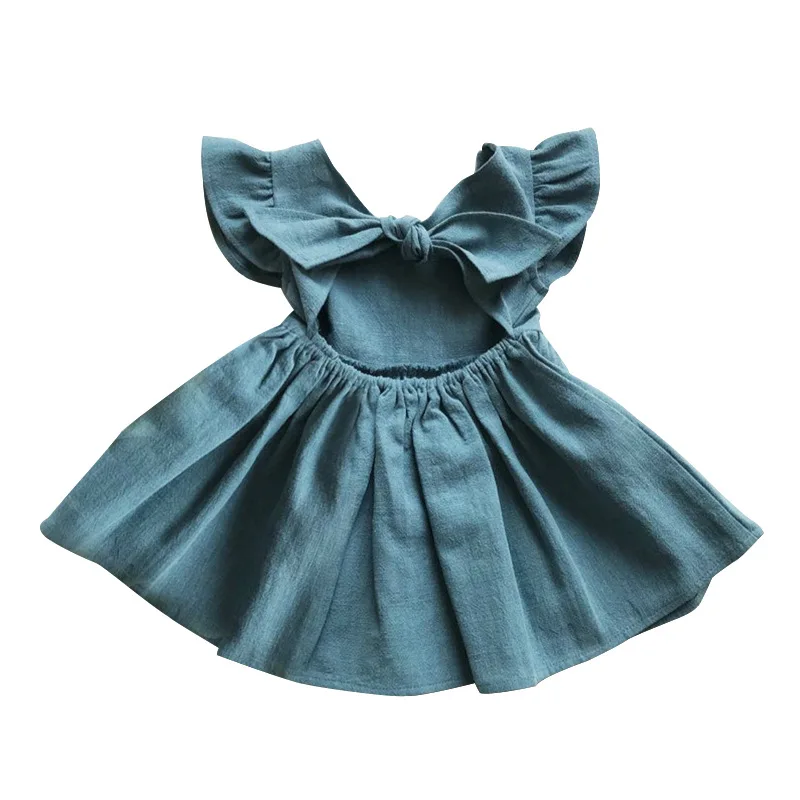 

Plain color sleeveless bowknot princess skirt children toddler girl party dresses