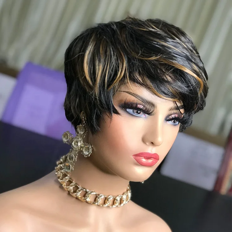 

Cheap Pixie Cut Short Synthetic Wigs For Black women With Highlights