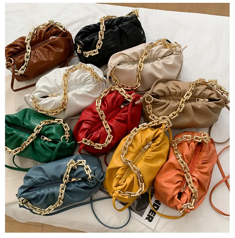 

Custom chain bag ladies luxury single shoulder messenger fashion cloud bag, Customizable