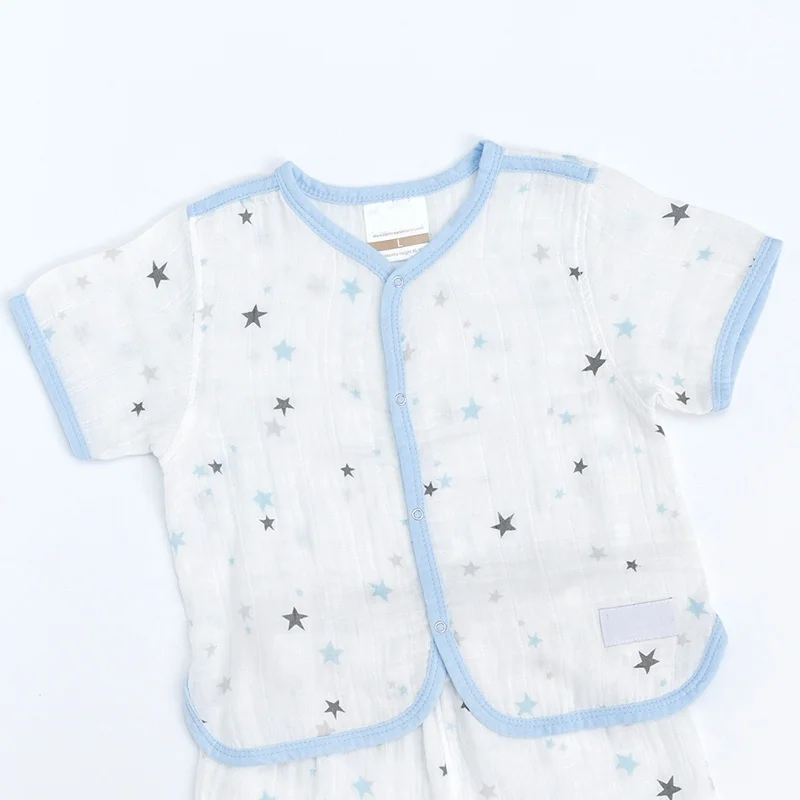 
100% Organic Cotton Baby Clothes Sets Short sleeves Muslin baby Pajamas Infant&toddler Baby Clothes 2pcs Set 