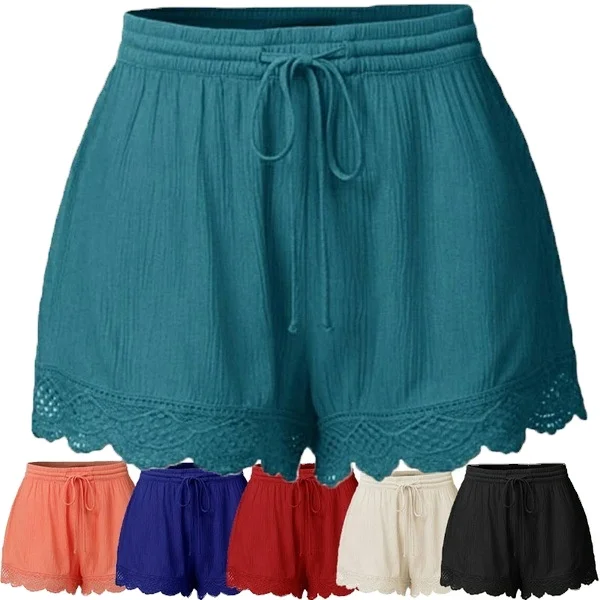 

2020 Amazon Europe and America burst pants women solid LACE UP SHORTS casual pants
