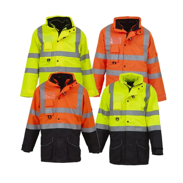 

Waterproof Windproof Winter Warm road safety jacket Fluorescent yellow reflective Detachable outdoor running safety jacket Coat