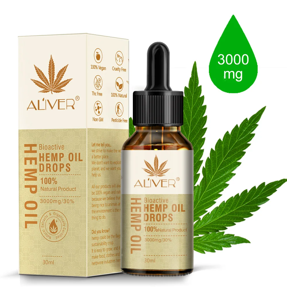

ALIVER 3000mg Hemp Essentailn Oil Factory Price Cold Pressed 100% Pure Organic Body Care Anti Aging Relieve Pain Hemp Seed Oil