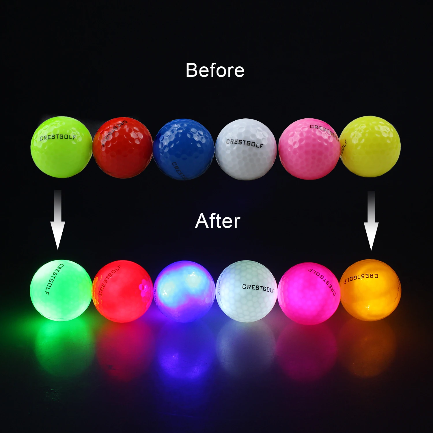 Crestgolf Lighting Up Night Glow In The Dark Led Golf Balls Mixed