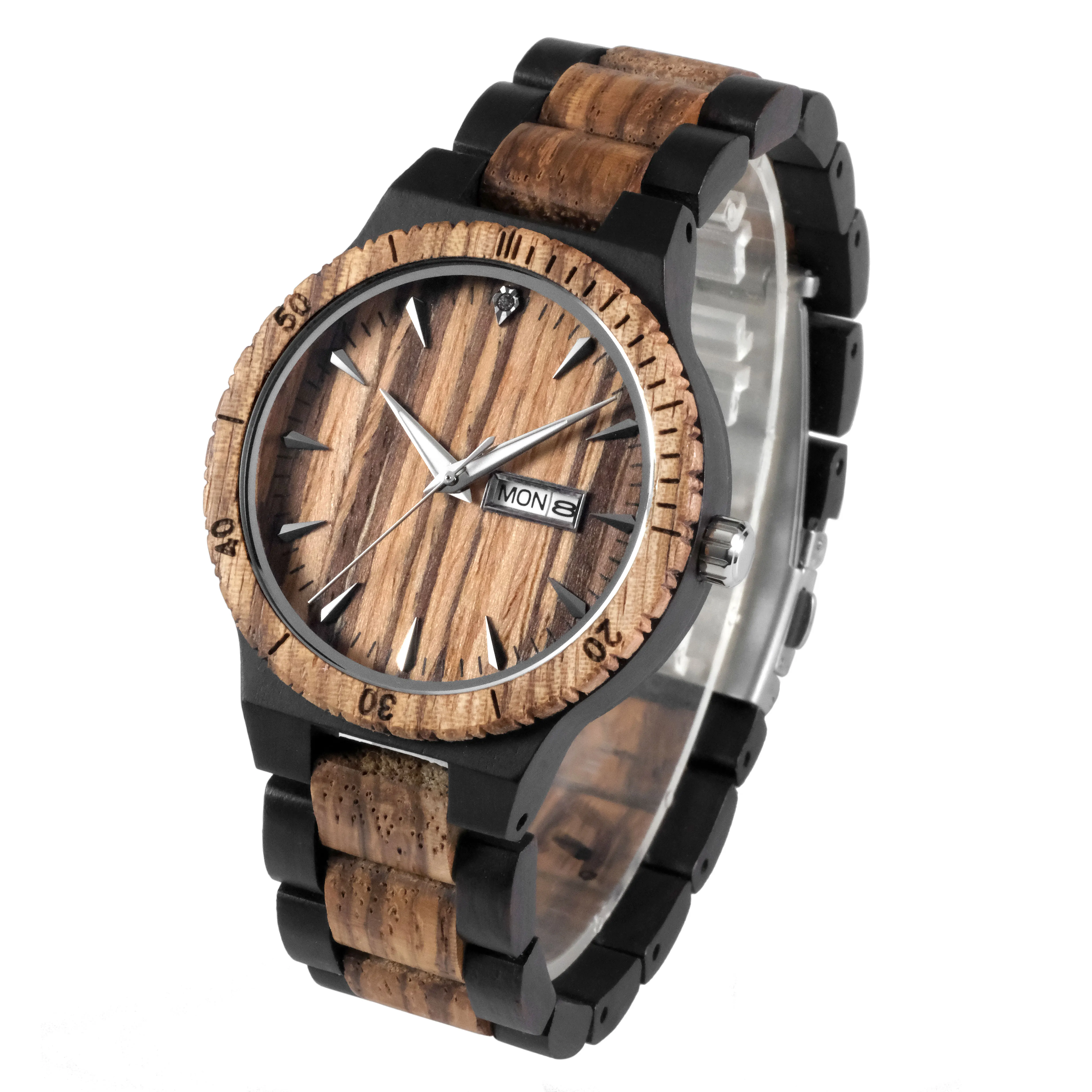 

Watches original design 2020 new Wooden watch Wood Men Case Japan PC33 movement with ebony zebra red sandal wood face