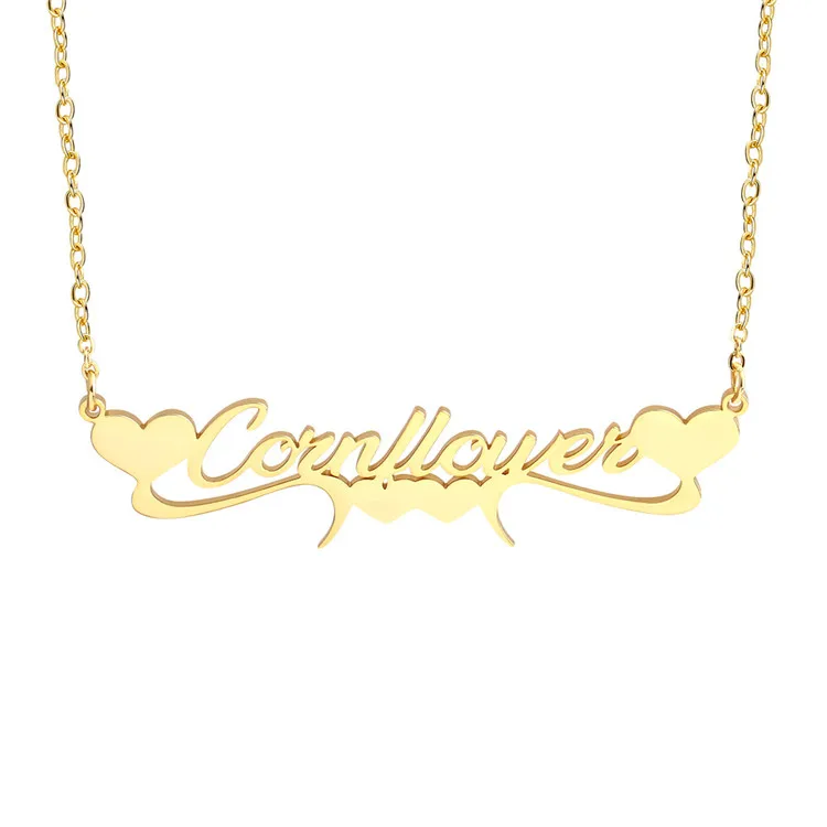 

European and American style stainless steel women's holiday gift cut heart-shaped custom necklace DIY name necklace, Picture shows