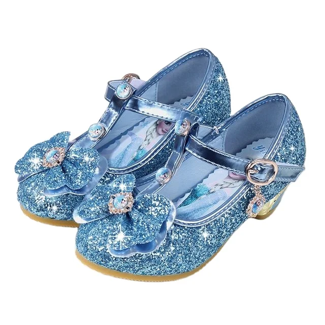 

2021 girls fashion high heels Spring new girls princess shoes frozen Aisha children's shoes dance shoes