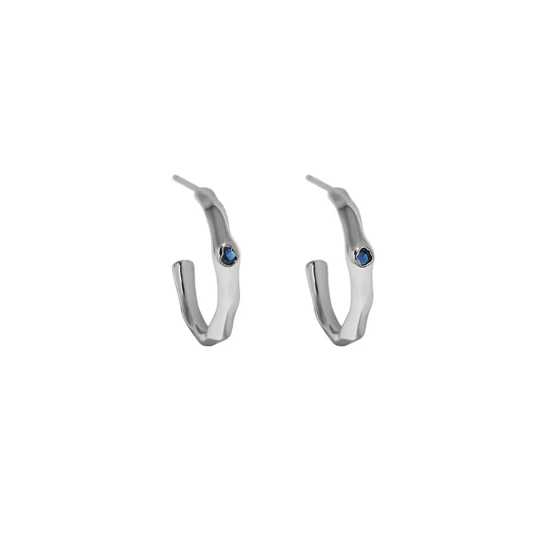 

VIANRLA ins niche design sense minimalist irregular surface micro-inlaid zircon texture S925 sterling silver earrings for women