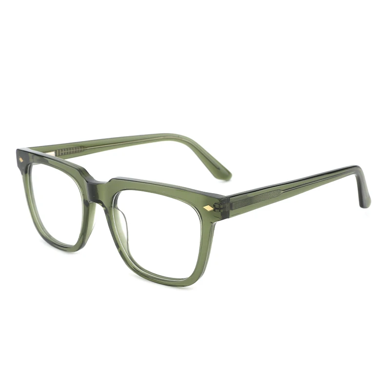 

YC Europe Popular green eco-friendly square eyeglasses frames rivet decoration eyewear toughness acetate optical glasses frames