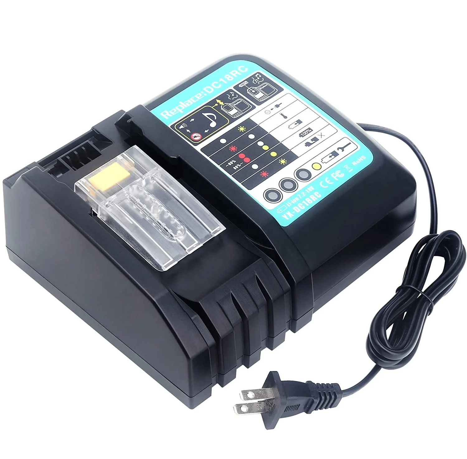 

Charger For Makitas DC18RC 14.4V to 18V Fast Lithium Ion Battery Charger New replace DC18RA DC18SD BL1860 BL1830 BL1850 charger, Black