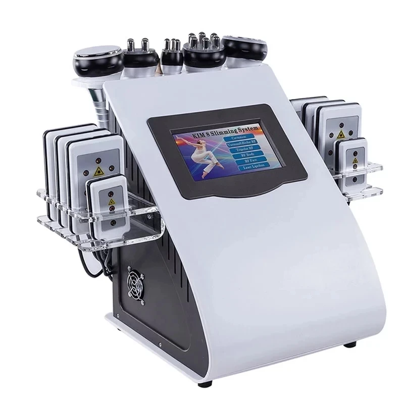

6 In 1 40K Ultrasonic Cavitation Vacuum Radio Frequency Laser 8 Pads Lipo Laser Slimming Machine for Home Use, White