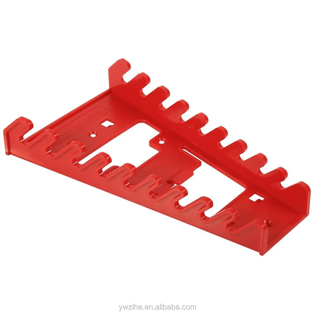 Plastic Red 9 Slot Wrenches Rack Standard Organizer Holder Wall Mounted Tools S 