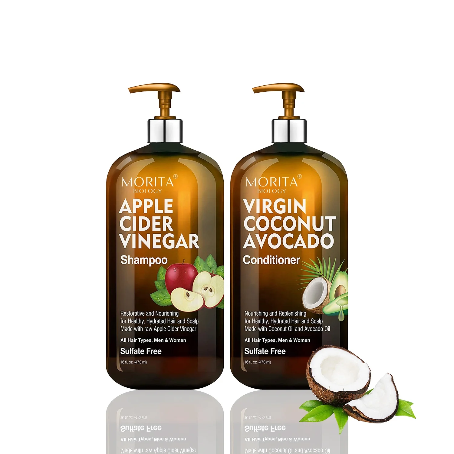 

OEM OBM Organic Hair Growth Coconut Oil Avocado Hair Loss shampoo and conditioner Biotin Shampoo Apple Cider Vinegar Shampoo