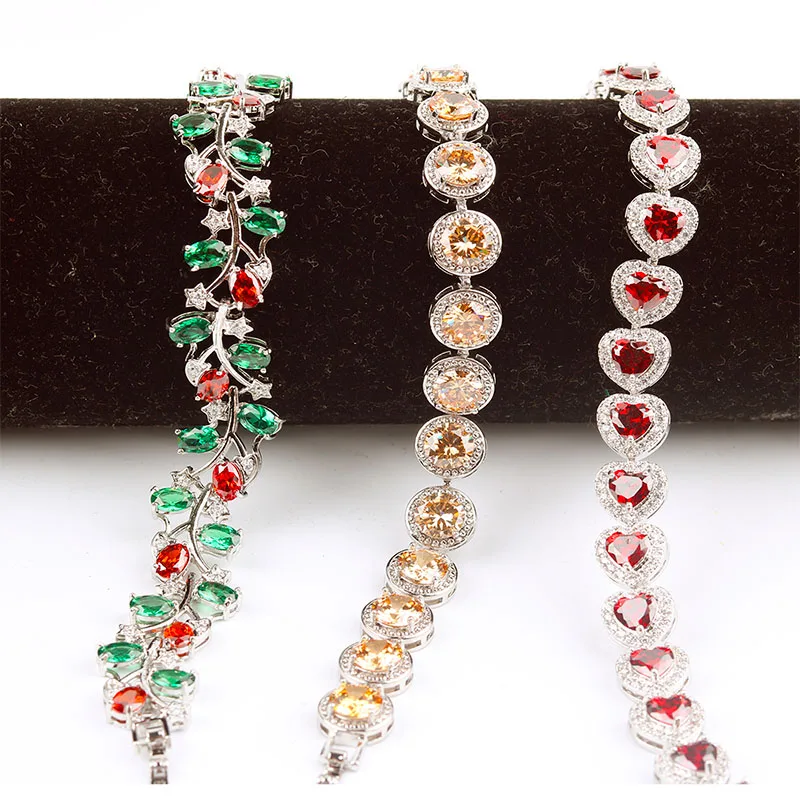 

fashion luxury boho round heart marquise color tennis bracelet