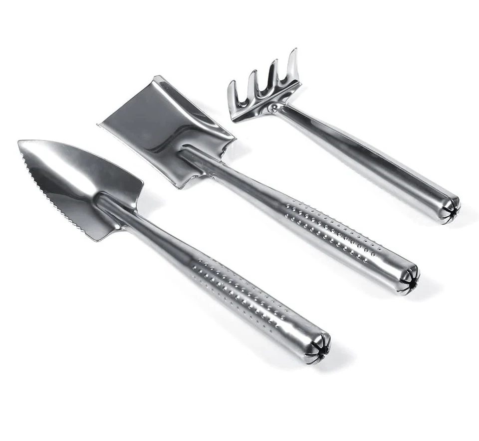 

Stainless Steel 3 Pcs Set Mini Gardening Tools included Small Handheld Shovel Spade Rake