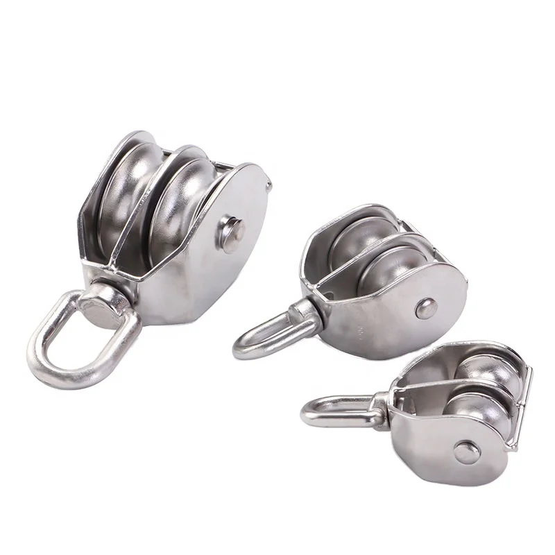 Stainless Steel 304 Marine Pulley M20 Double Wheel Swivel Eye Cable