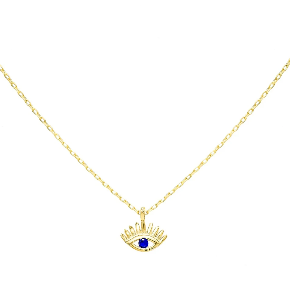 

luxury necklace jewelry 925 sterling silver 18k gold plated blue eye lash choker necklace for women