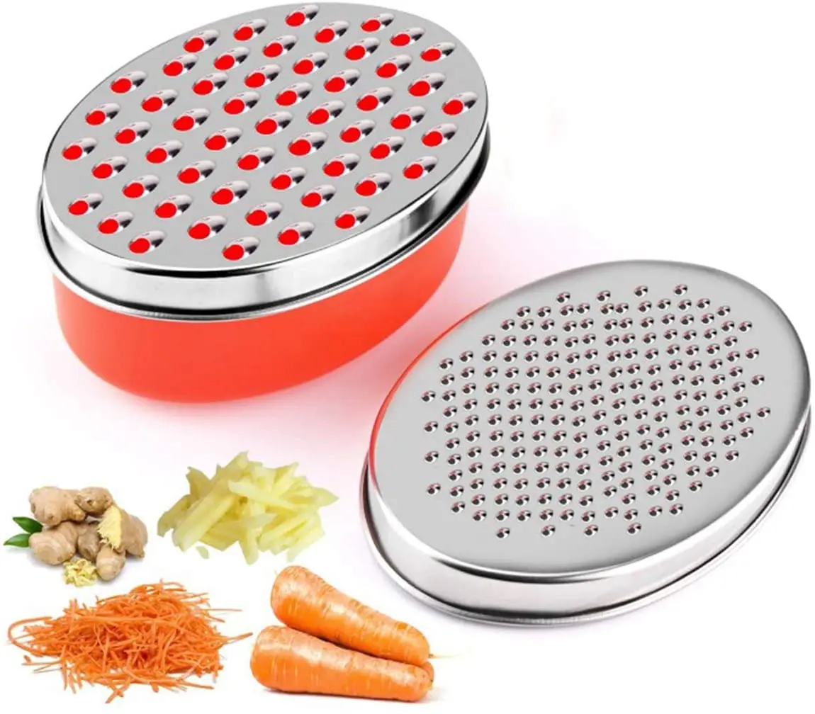 

2021 Cheese Grater Lemon Zester with Food Storage Container Lid Vegetable Chopper Grinder Grater for Ginger Vegetables