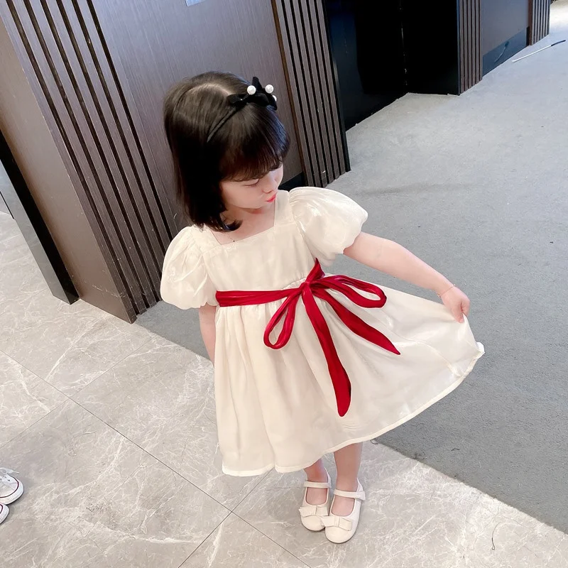 

Sweet Baby Girls Fashionable Dress New Style Bubble Sleeve Birhday Party Dress