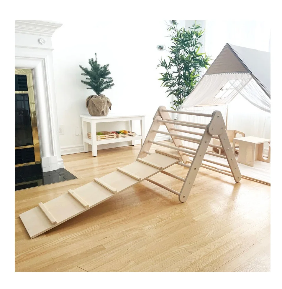 

Xiair Montessori Furniture Set Pikler Ramp and Pikler Triangle Baby Toys Climbing Toddler Pikler Dreieck Frame, Natural or colored