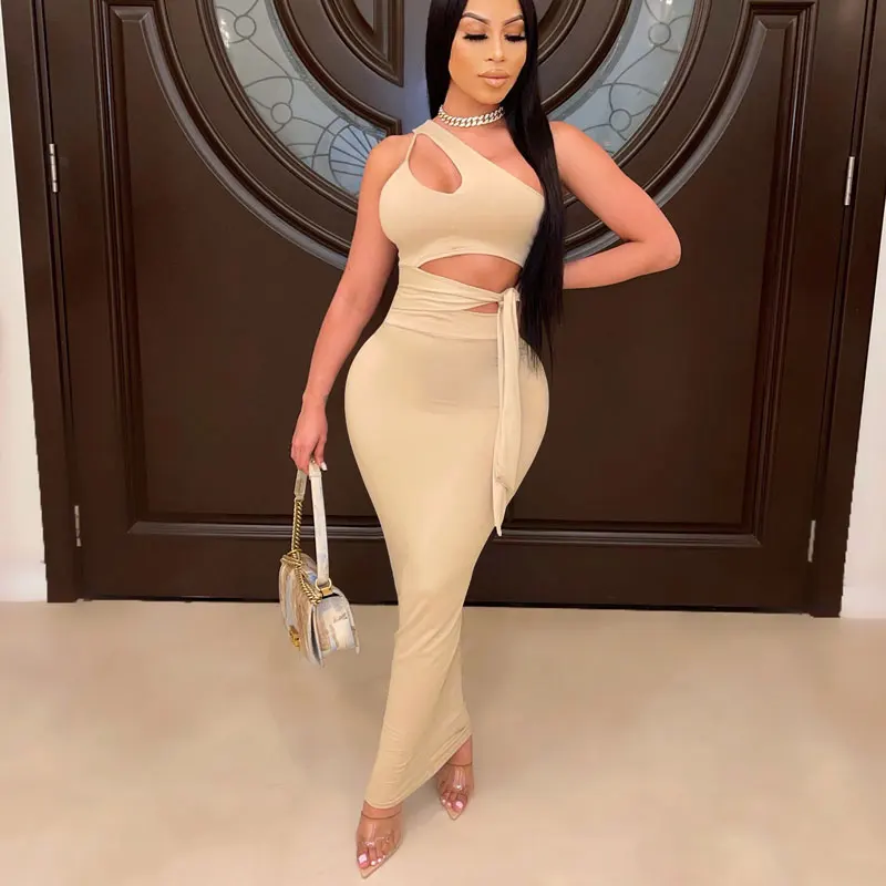 

FS3845A 2021 new design sexy cut out dress women maxi midi dresses