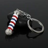 

New Design Barber Shop Pole 3D Barber Pole Keychain Pendant Keyring Hip Hop Barber Hairdresser Gothic KeyRing -50