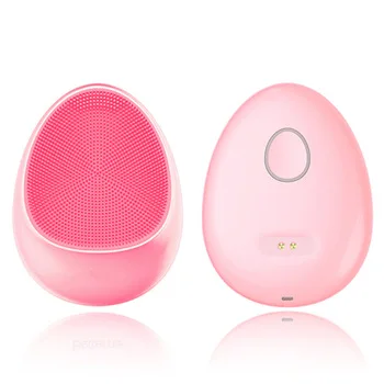 

2021 New design magnetic mini facial massage silicone Vibrating facial cleansing brush sonic face brush, Pink/gray