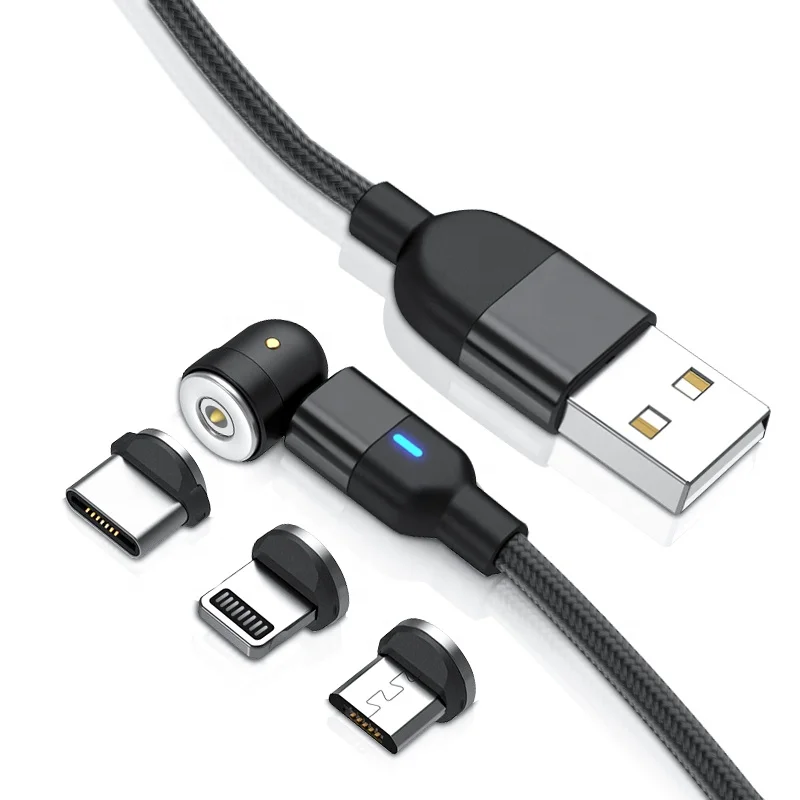 

180 degree rotation android Magnetic Data Cable 1M Mobile Phone Data Line Android USB Data Cable, Black