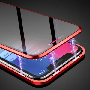 Magnetic Privacy Tempered Glass Metal Case iPhone