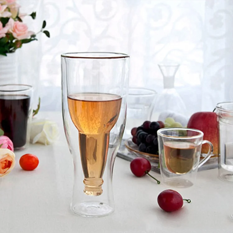 
200ml High borosilicate durable transparent double wall glass beer steins mug 