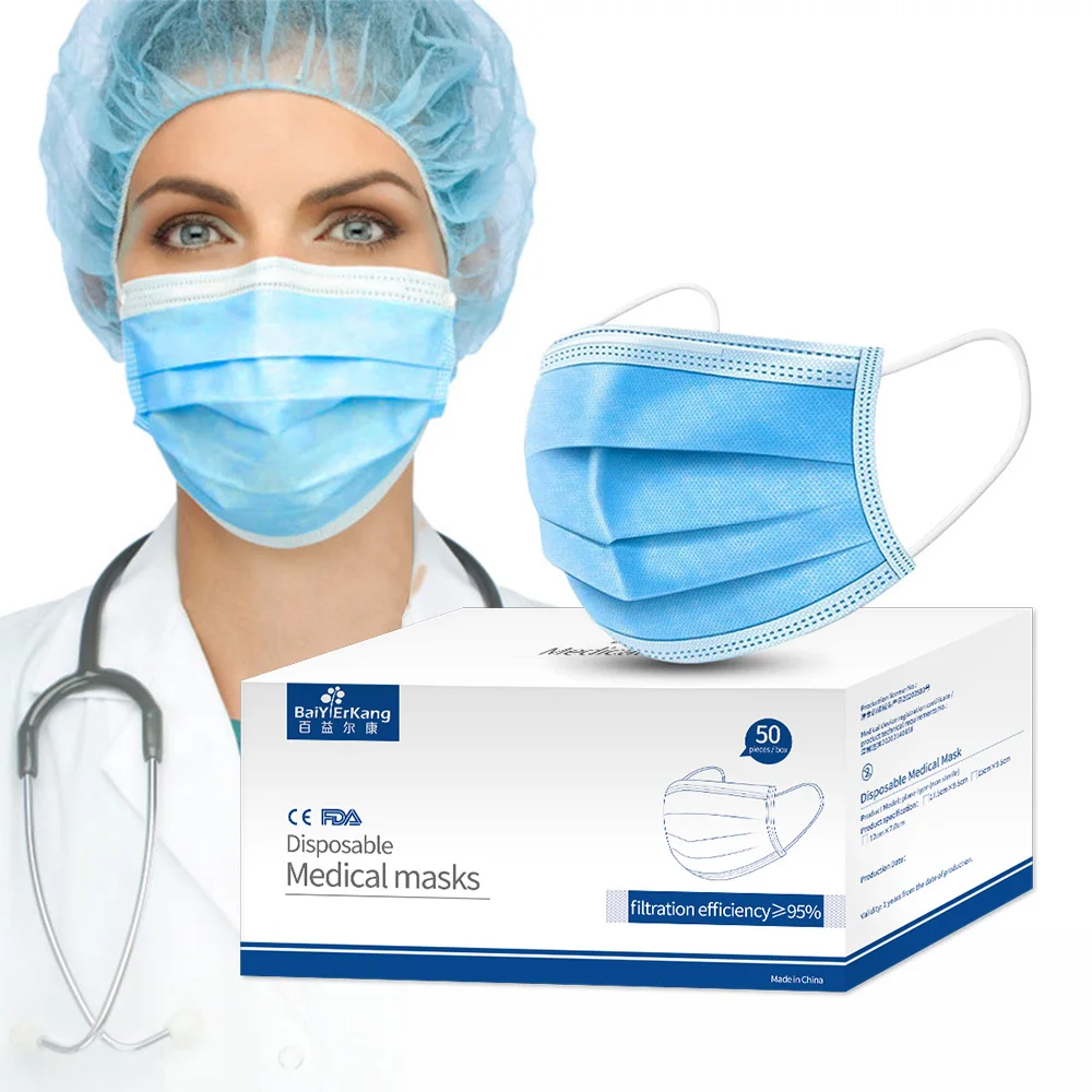 
Wholesale CE Medical Earloop 3ply Medical Face Mask 3 ply Disposable Face Mask 