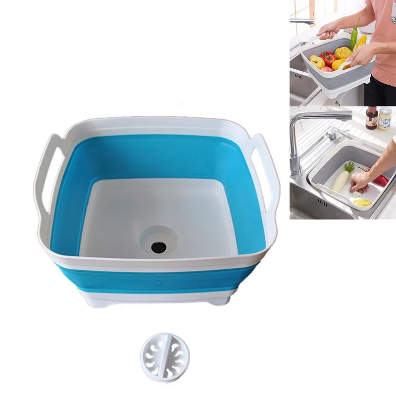 

Washbasin Storage Holder Container Basin Basket Vegetable Drain Portable Folding Washing Fruit Bowl Kitchen Accessories