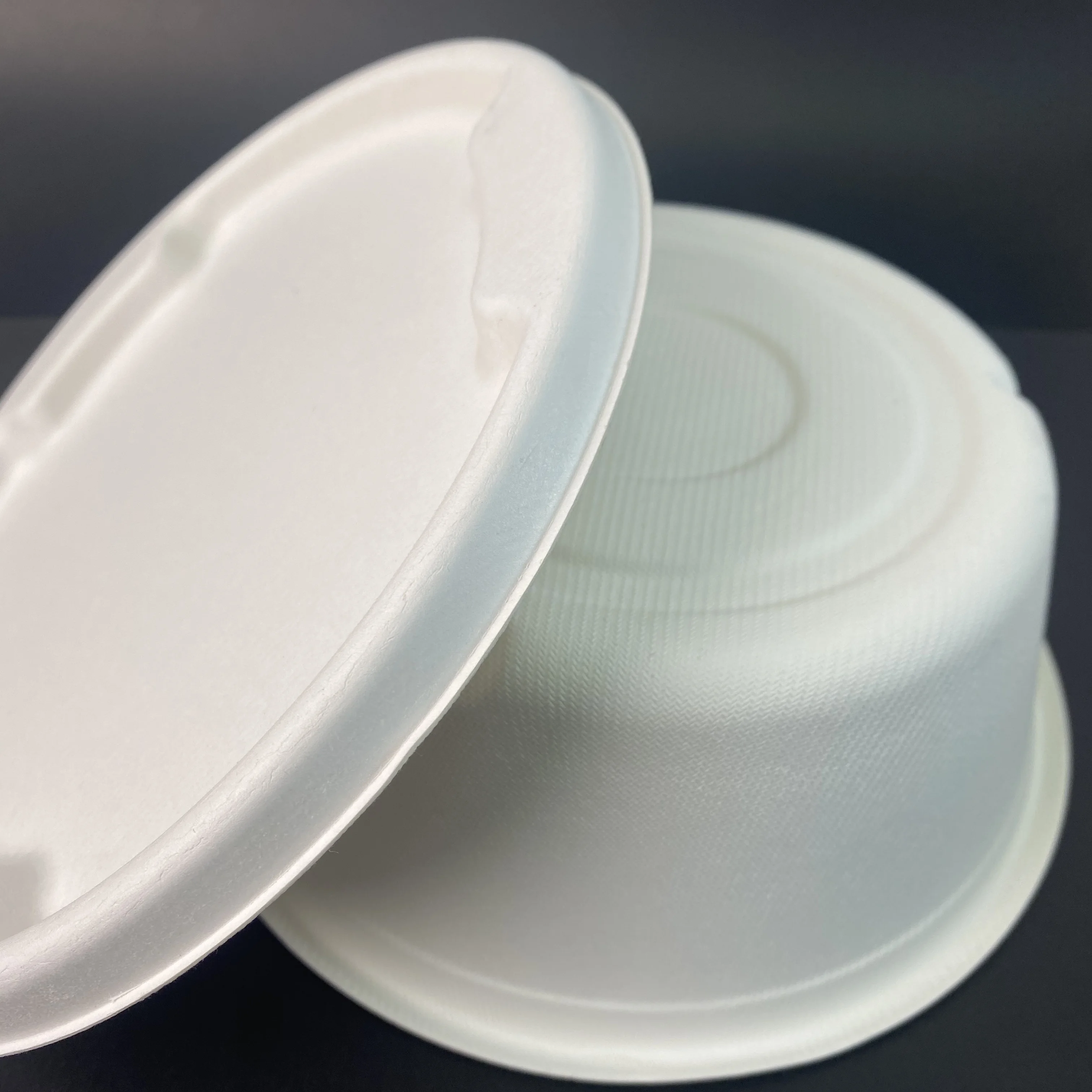 

disposable round bowl  wiht lid sugarcane bagasse manufacture in china, Bleached and unbleached