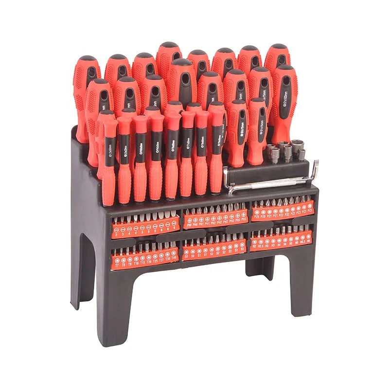 

Local stock in America! Winmax 100 Piece Manual Screwdriver Cross Slotted Screwdrivers Head Combination with Plastic Racking