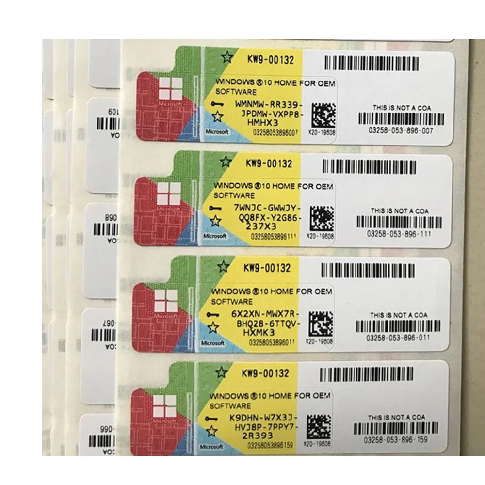 100% Online Activation  Microsoft Computer Software Windows 10 Home  Coa Label Sticker win 10 Home
