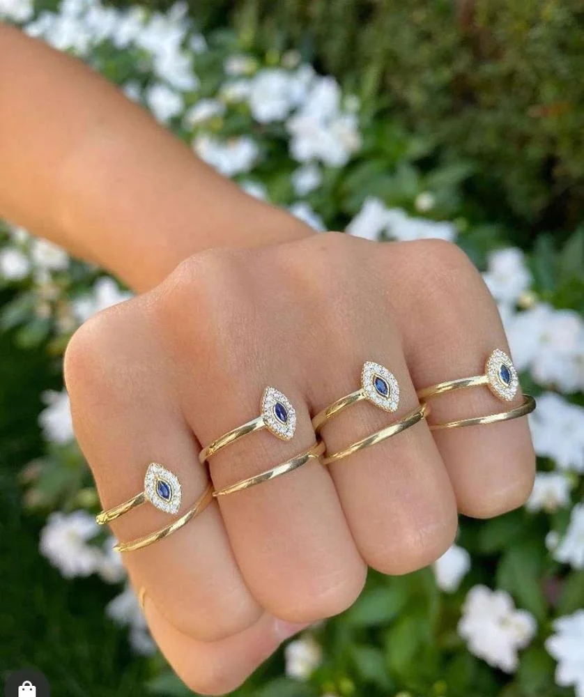 

New Fashion blue eye Zircon Finger Opening Adjustable Ring For women