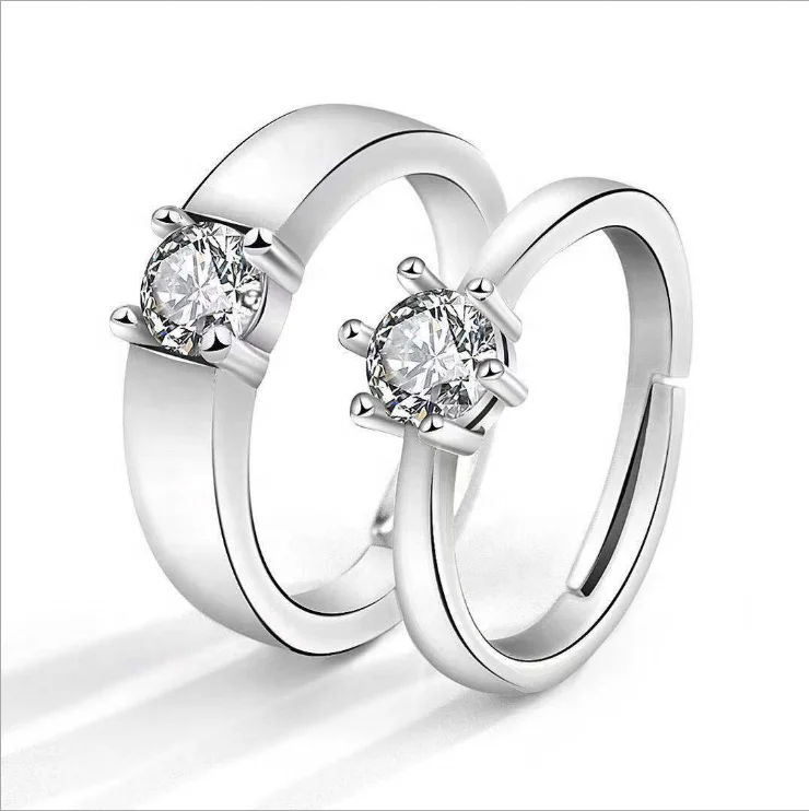 

fashion silver-plated wedding diamond matching couple women ring