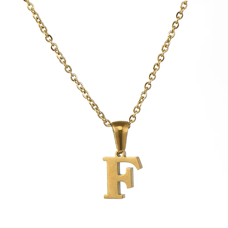 

Fashion 18k Gold-Plated Stainless Steel English Letter Pendant Necklace Simple Jewelry Necklace 2021, Like picture