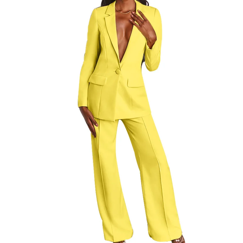 

2022 women's business attire women 2 piece pant suit Long Sleeve Fashion blazers suit womens suits & tuxedo