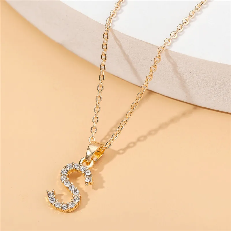 

Women's Jewelry A-Z Alphabet Pendant Chain Iced Out Cubic Zircon Diamond Initial Letter Necklaces Wholesale Jewelry