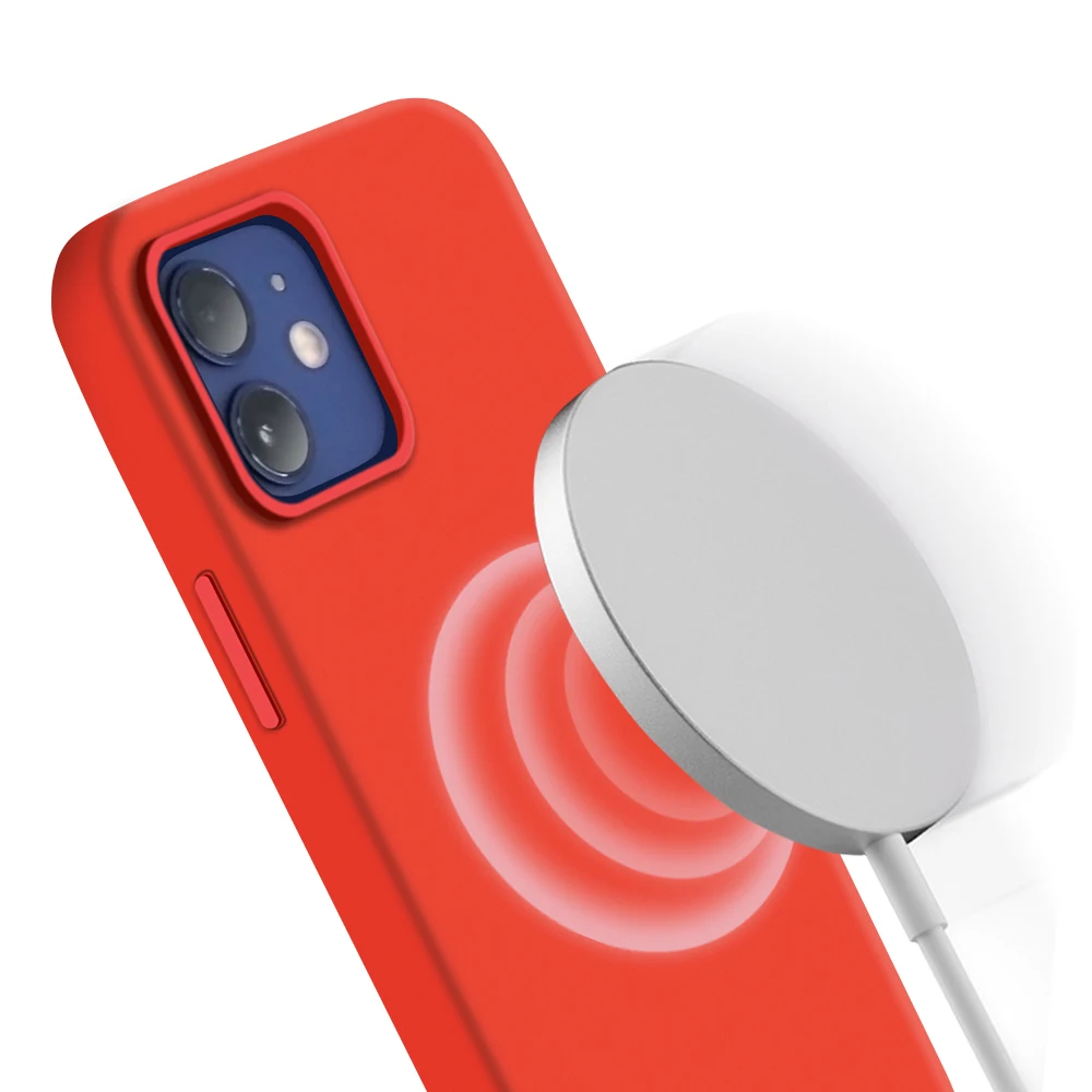 

Liquid Silicone Gel Full Body Protective Case Magnetic Case Designed Case For iPhone 12 Magnets with Magnetic Wireless Charging, Black, navy blue, pink, green