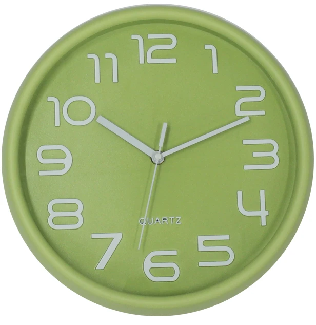 

12 inch round clocks custom logo home decorate fashion plastic modern wall clock, Rose and gold