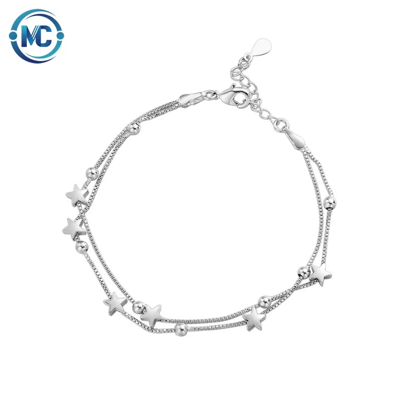 

2021 Fashion Adjustable Star Charm Two Layer Chain Bracelet For Girl
