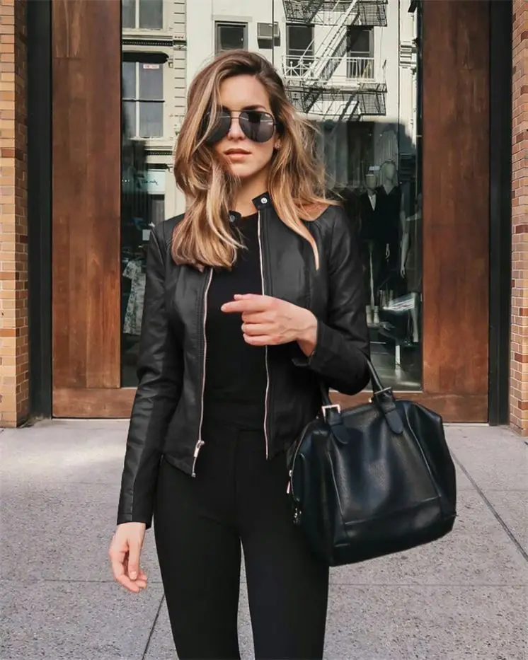 

M11750 Fall winter women clothing women fashion leather PU suit jacket