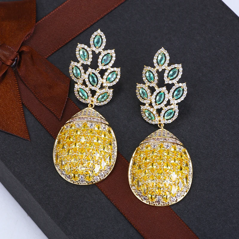 

Fashion Pineapple Earrings Large Size Zirconia Jewelry Hawaii Party Drop Earrings Gifts XIUMEIYIZU Wholsale Brazil Spain