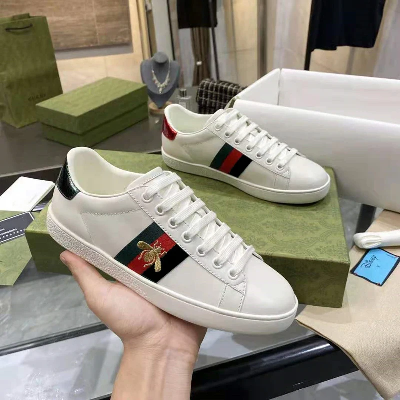 

Wholesale Top Quality Retro Style Green Red Green Stripe Men's Brand Designer Sneaker Embroidered Luxury Gocci Brand Shoes