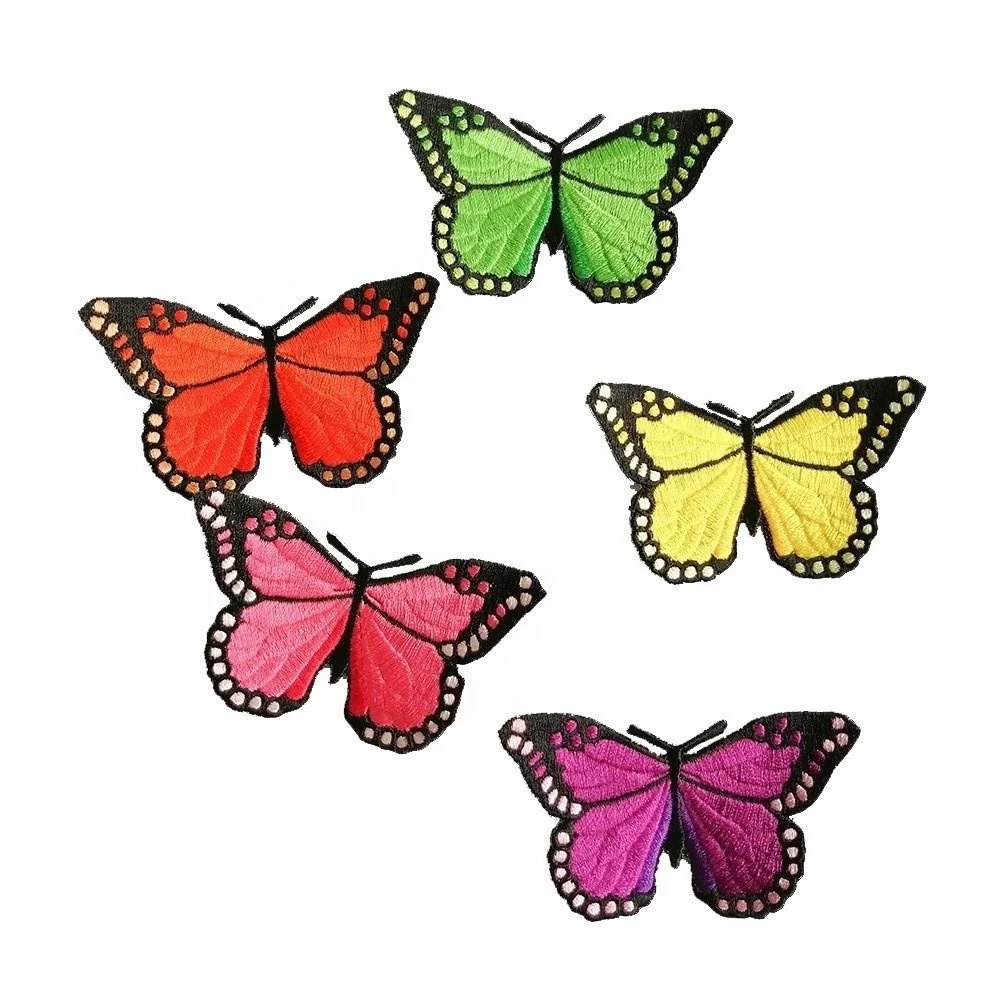 

Hot Sale Custom beautiful Colorful Butterfly Applique Embroidery Patch For Girls